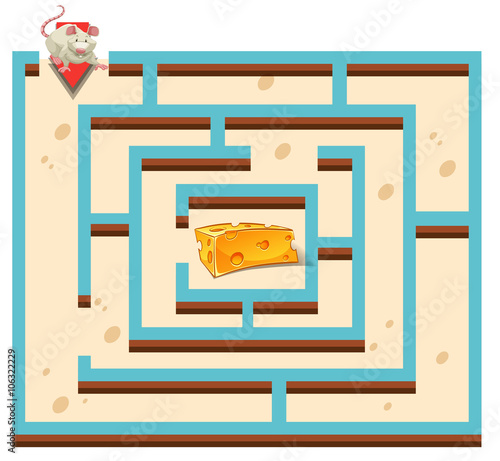 Maze template with mouse and cheese photo