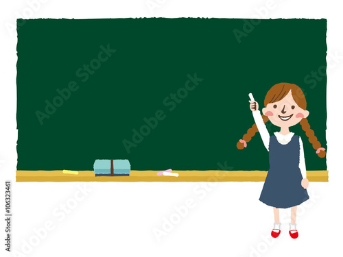 Illustration of a blackboard with a girl 