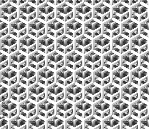 seamless grid made of connected white cubes structures in front of a black background  