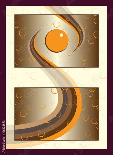 Orange gold spa cosmetics sticker label concept with bubbles.
