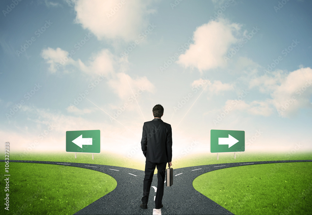 Businessman in front of a choice Businessman in front of a choice