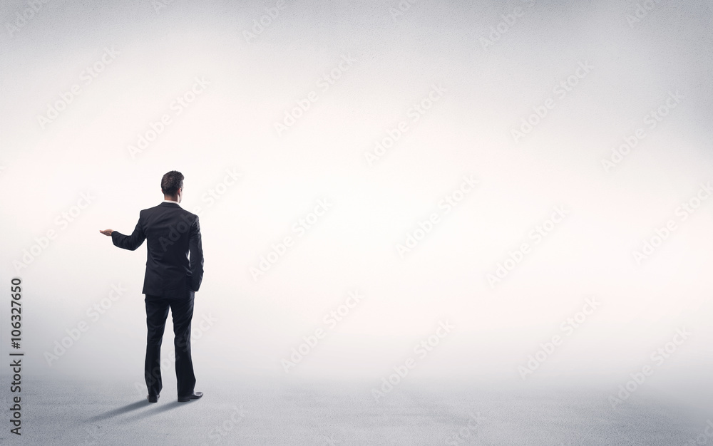 Sales person with empty white background Sales person with empty white background