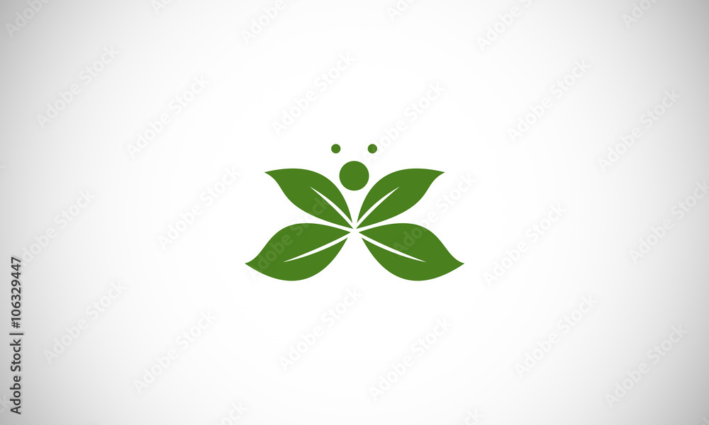  green leaf abstract butterfly logo