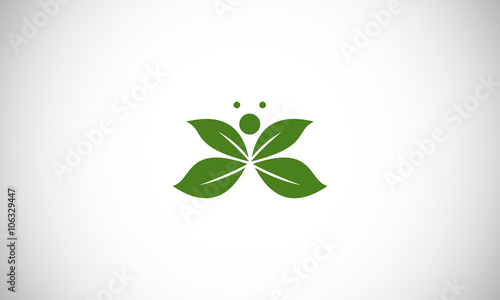  green leaf abstract butterfly logo