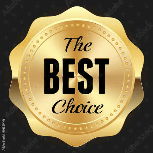 Gold best choice badge on black background