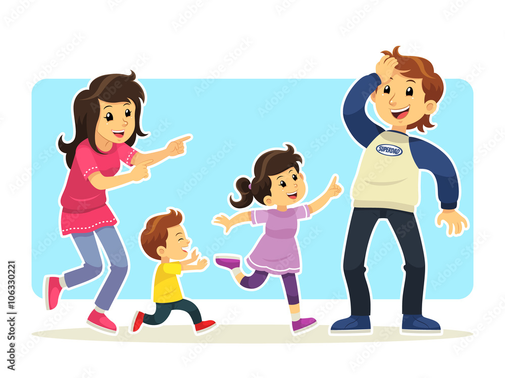 Happy Family
Happy and funny family complete group of mother, son, daughter, and father. Happy Family
Happy and funny family complete group of mother, son, daughter, and father.