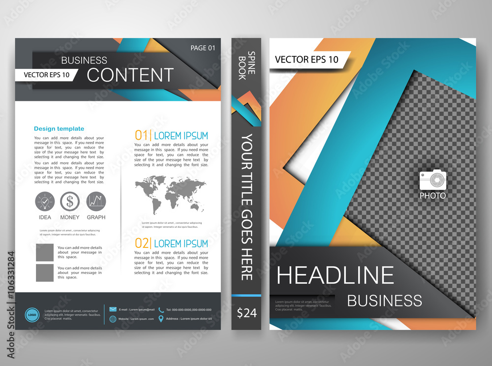 Vector magazine,modern flyers brochure,cove,annual report,design templates,layout with orange blue abstract square background in a4 size,To adapt for business poster,presentation,illustration