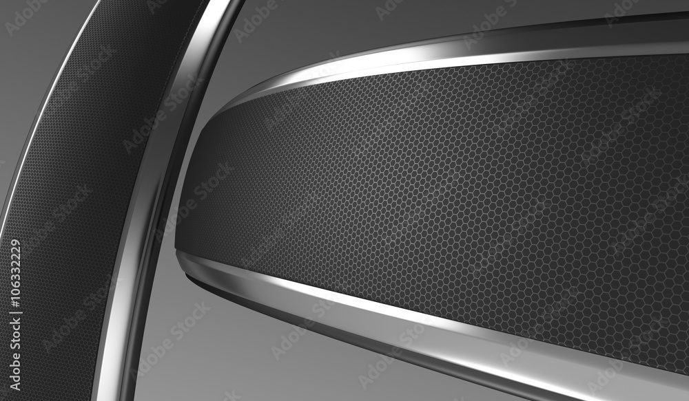 3d illustration. Metal line with hexagonal mesh. 3d illustration. Metal line with hexagonal mesh.