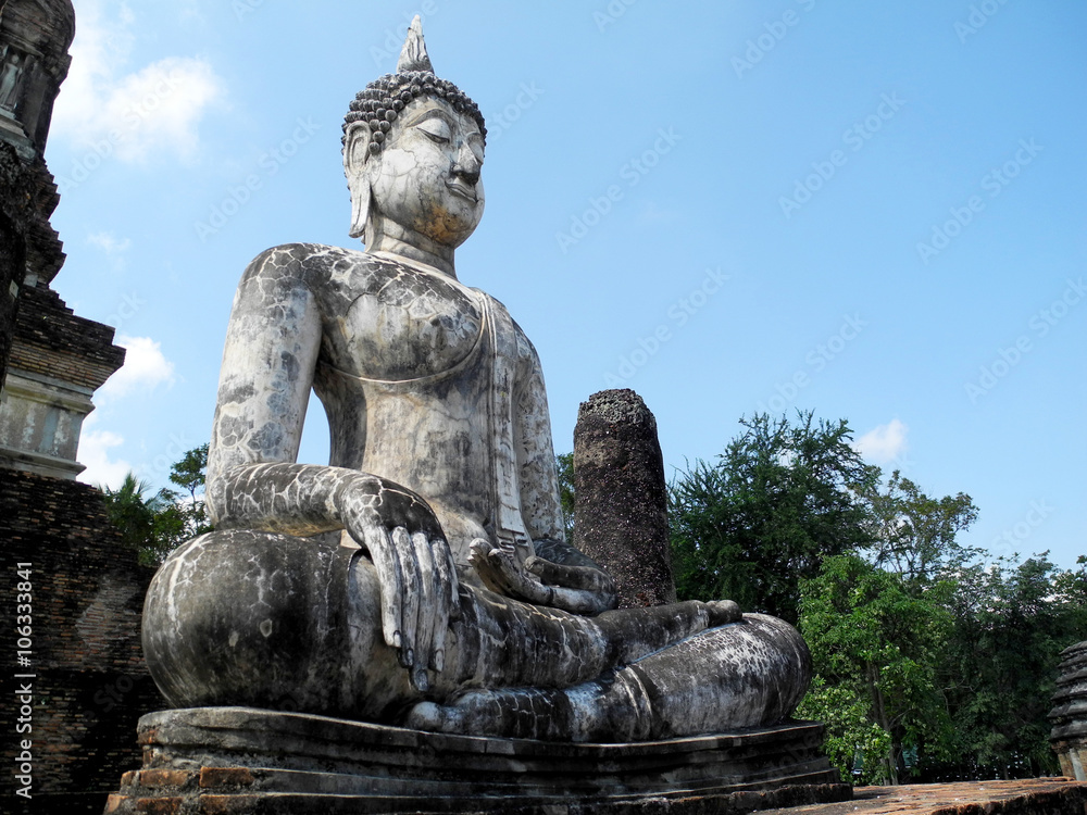 ancient Buddha statue, Sukhotai, Thailand