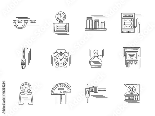 Metrology linear vector icons set