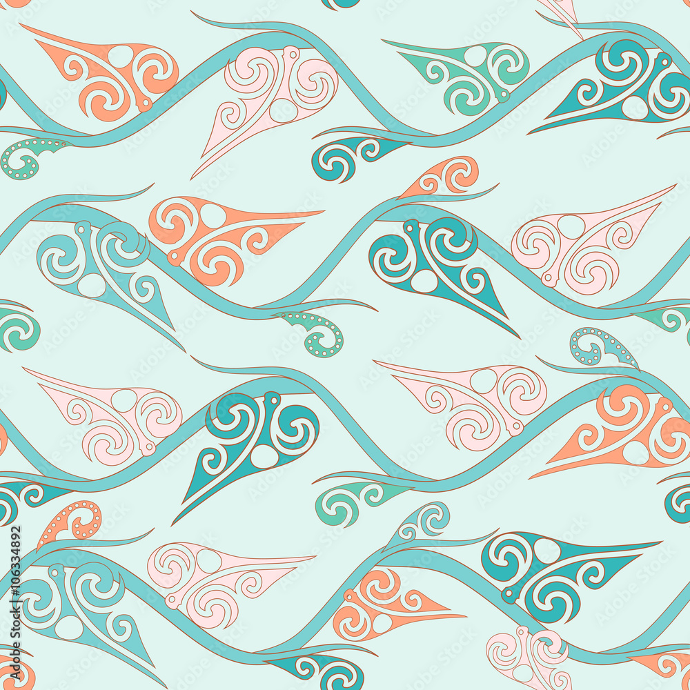 Floral pattern with curly leaves Floral pattern with curly leaves