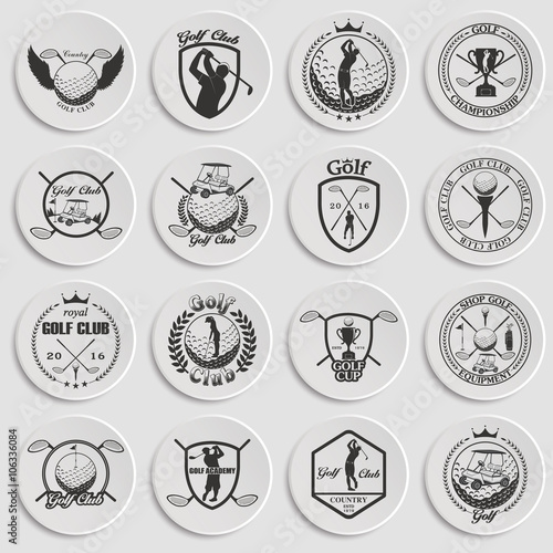 golf labels, badges and emblems