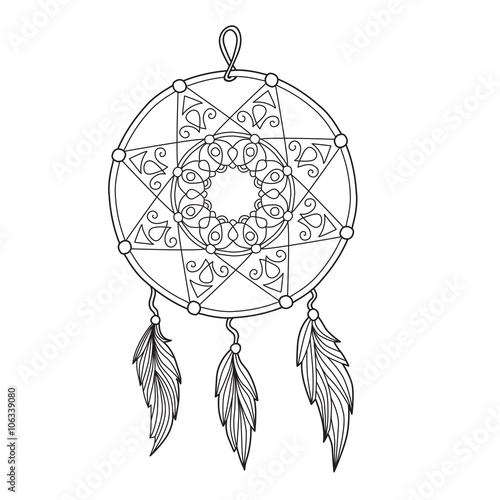 Zentangle dreamcatcher with feathers for adult anti stress Color