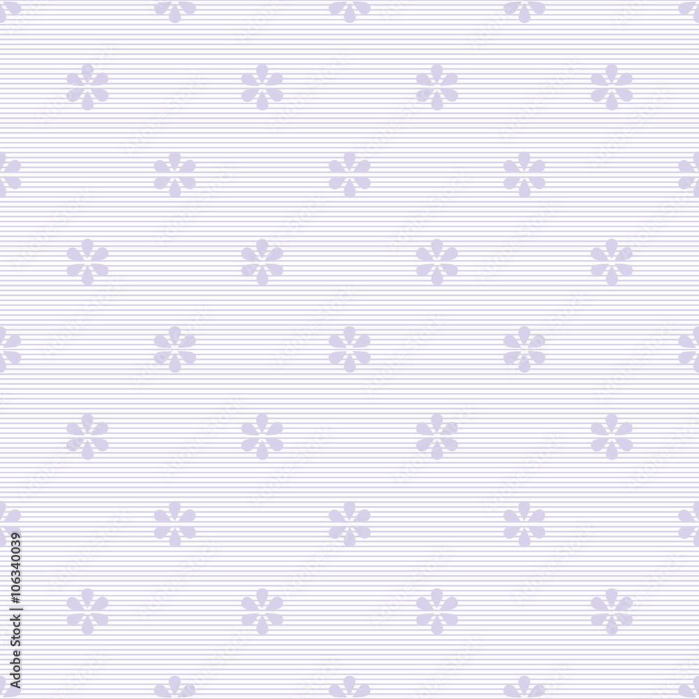 Seamless striped floral pattern in white and pastel purple color