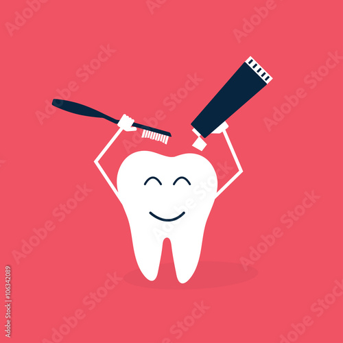 Teeth care and hygiene cartoon