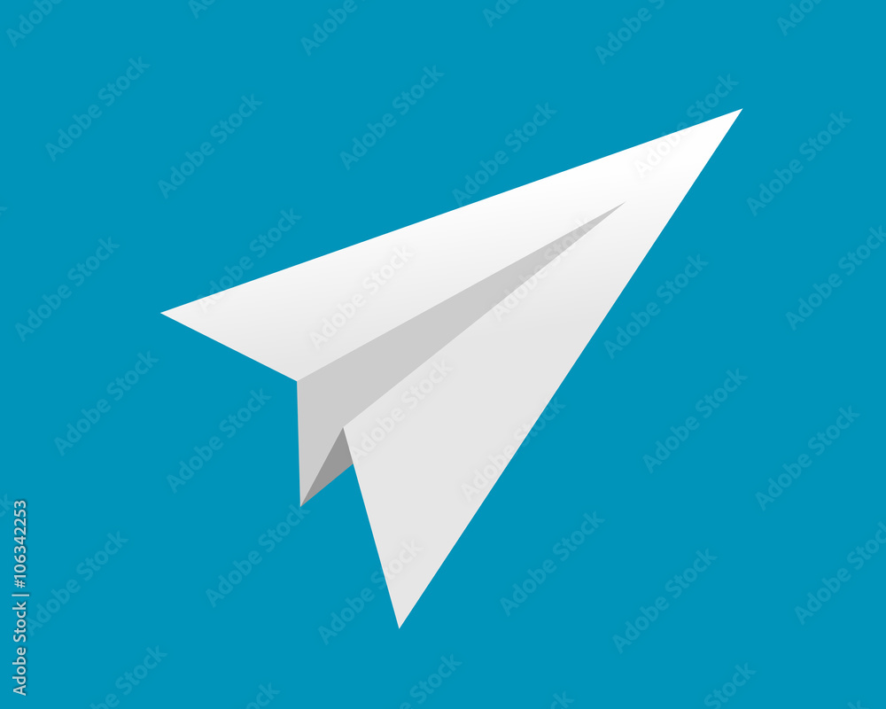 Fototapeta premium Simple Paper Plane Flying Sky Blue