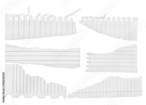 collection of various pieces of note paper on white background.