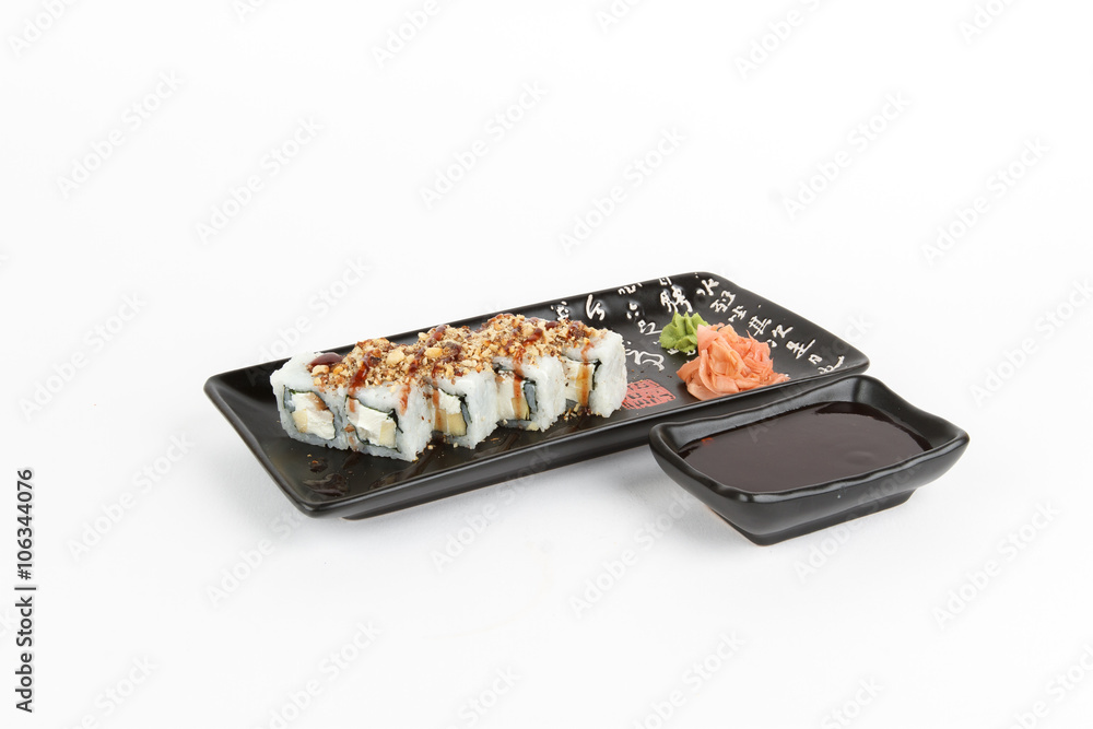 Image of tasty sushi set with apple Image of tasty sushi set with apple