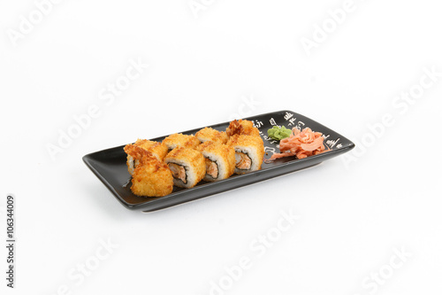 Image of tasty hot sushi set with shrimps photo