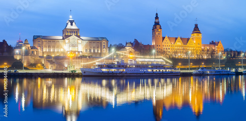 panorama of night city,Szczecin,Poland