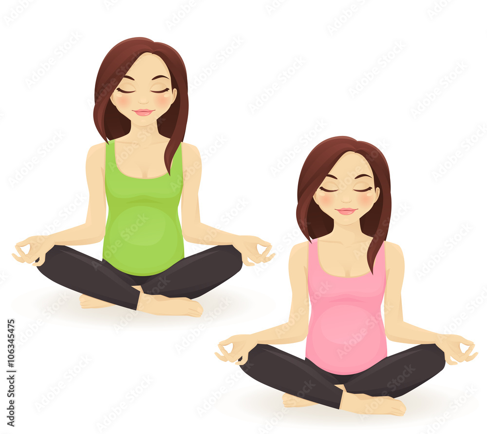 Pregnant woman practicing yoga in lotus pose 