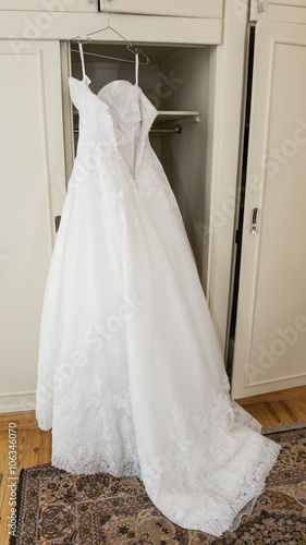Closeup detail of bridal wedding dress