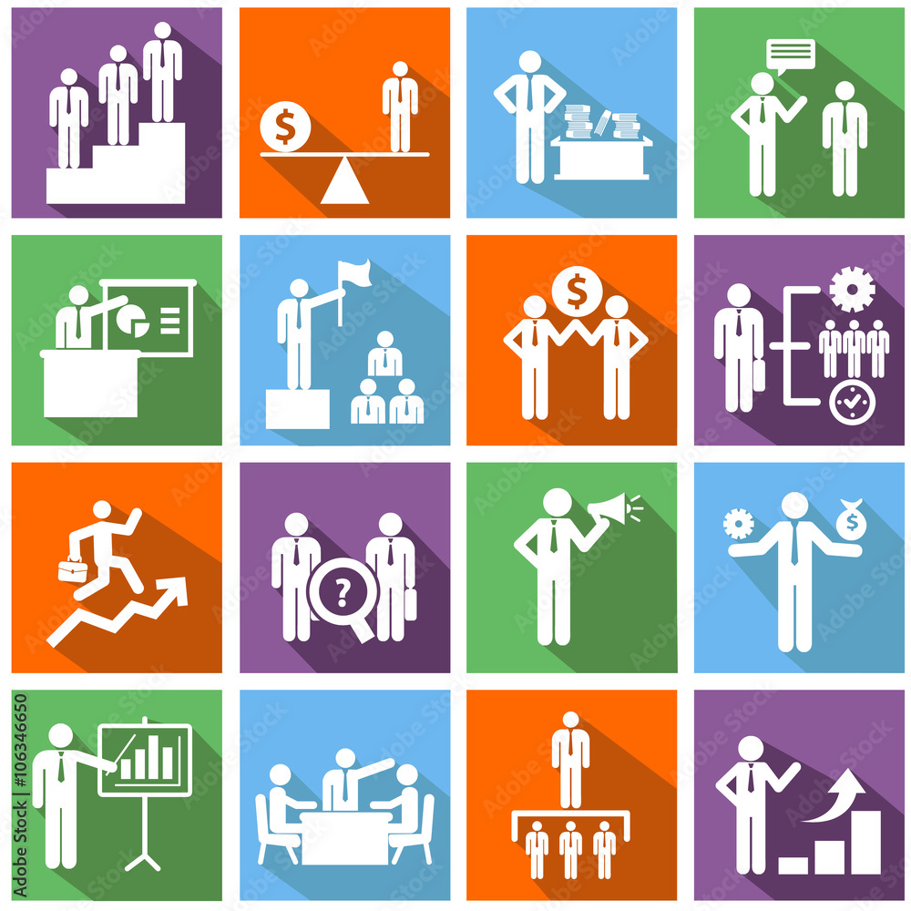 Human resources and management icons set. Human resources and management icons set.