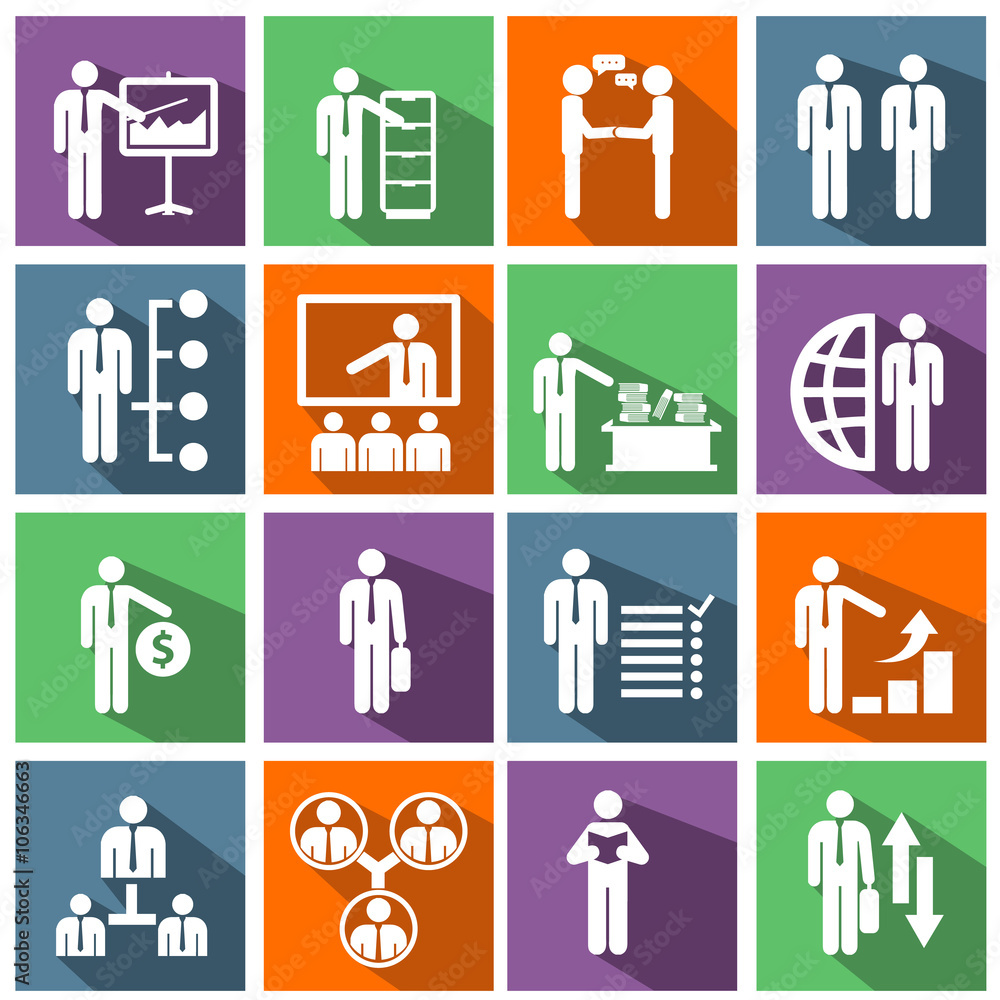 Human resources and management icons set. Human resources and management icons set.