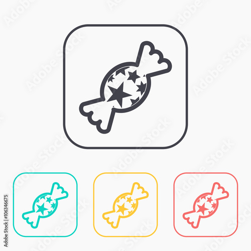 Candy with stars color icon set
