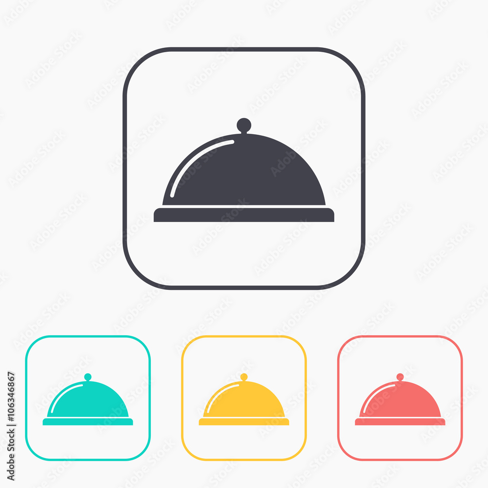 Food platter serving sign color icon set Food platter serving sign color icon set