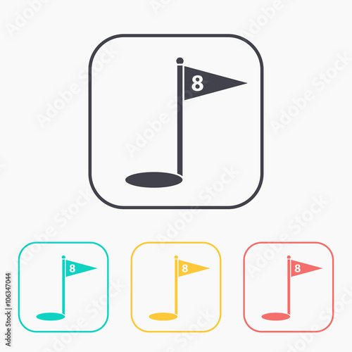 Hole Course Golf color icon set