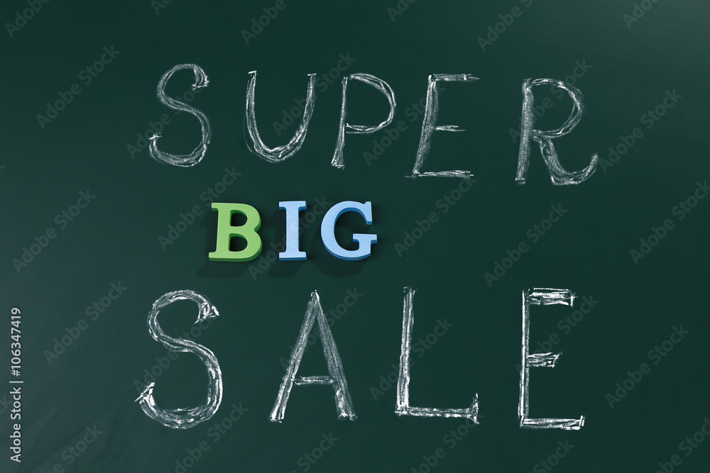 Super big sale concept on a blackboard background Super big sale concept on a blackboard background