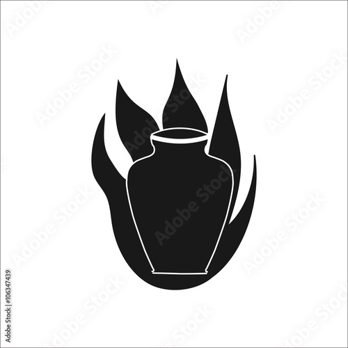 Urn for ashes simple icon on white  background