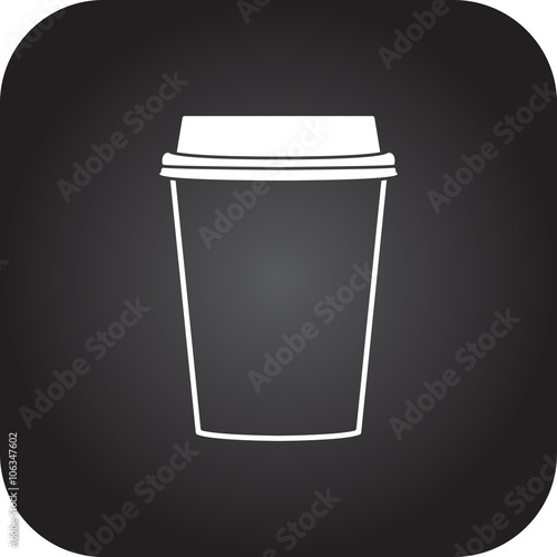 Coffee paper cup tea simple icon on square  background