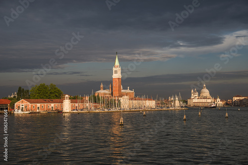 Early evening with sunset at amazing Venice, Italy, summer time