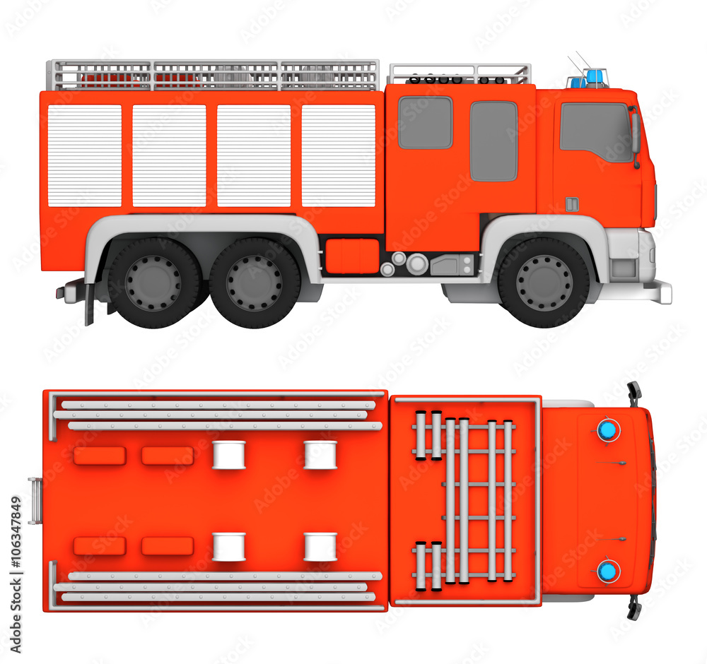 firetruck top and side view. isolated white Stock Illustration Adobe Stock