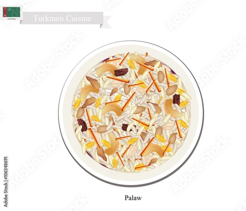 Palaw or Turkmen Rice with Meat and Vegetables