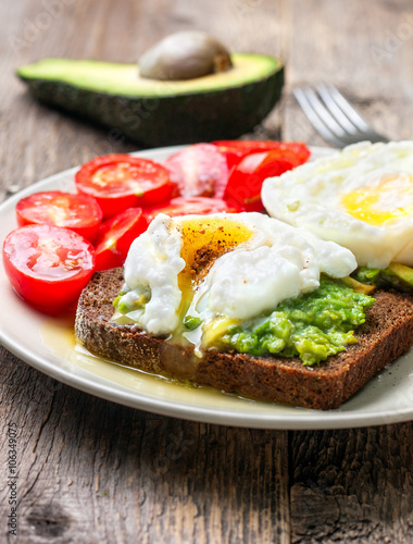 Open sandwich  with avocado and egg
