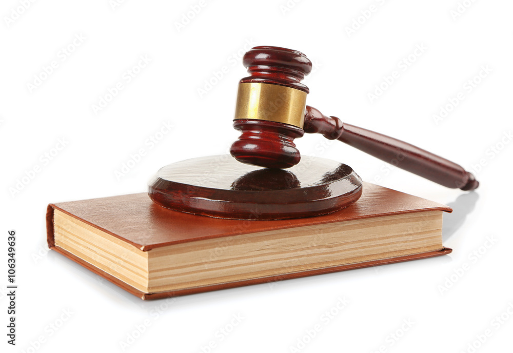 Gavel and book isolated on white Gavel and book isolated on white