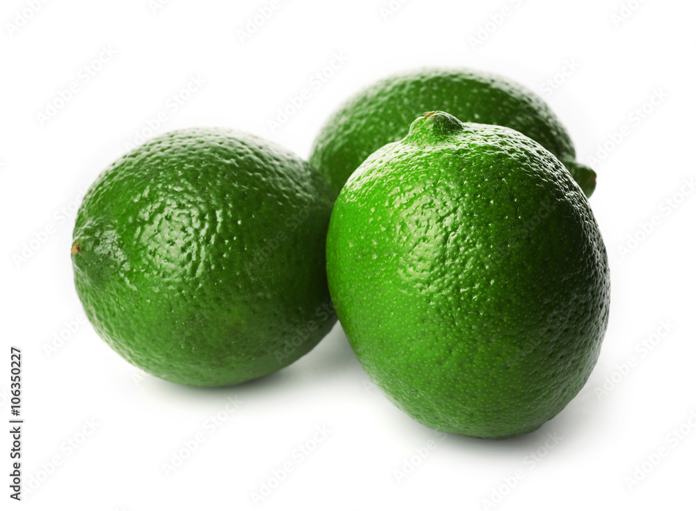 Few limes, isolated on white Few limes, isolated on white