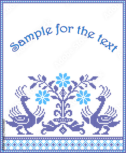 vector frame embroidered with birds