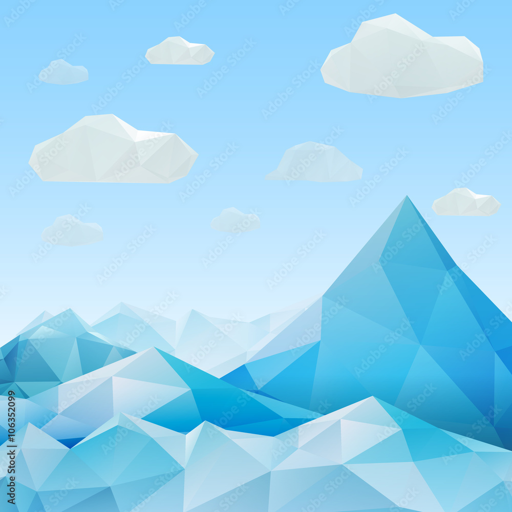 Abstract mountain landscape in polygonal origami style. Abstract mountain landscape in polygonal origami style.