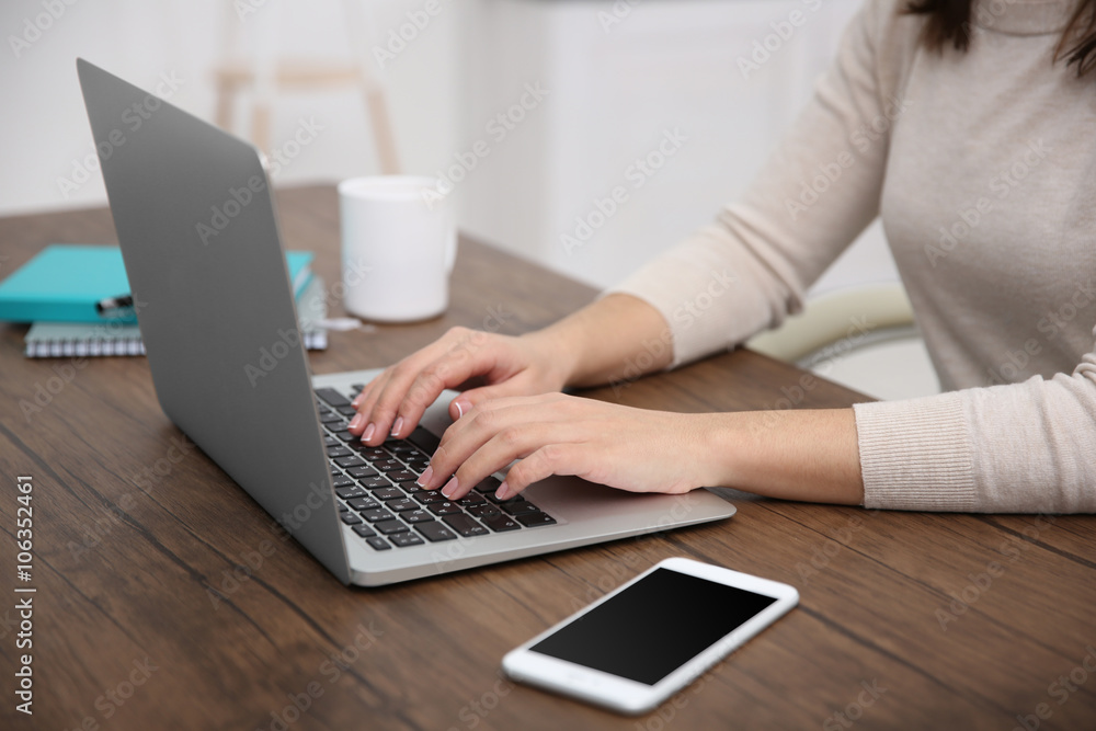 Work concept. Woman using laptop Work concept. Woman using laptop