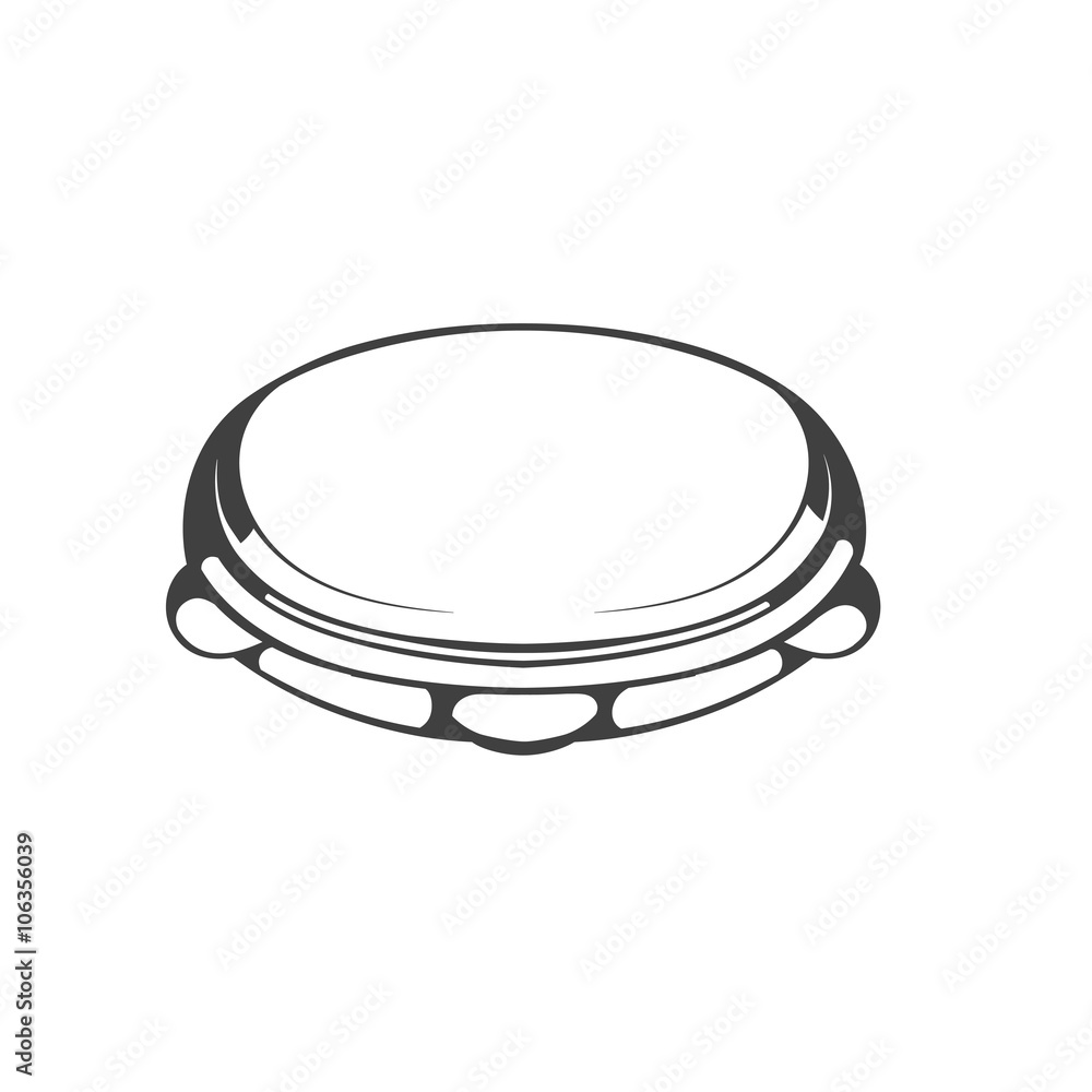 hand drawing style black and white silhouette of tambourine. vector illustration of pandeiro hand drawing style black and white silhouette of tambourine. vector illustration of pandeiro