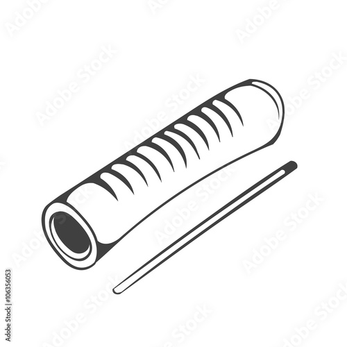 Black and white  illustration of Musical instruments reco-reco, traditional capoeira instruments.
