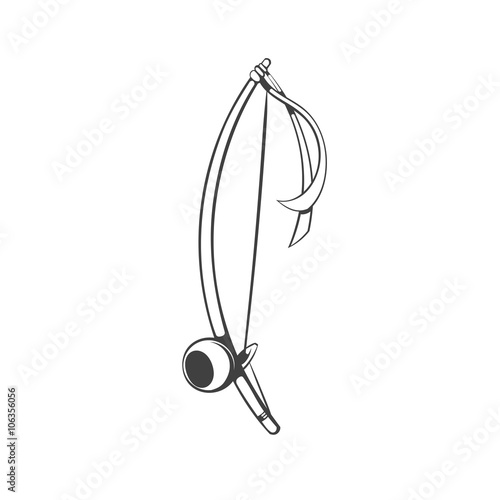 berimbau. silhouette of capoeira musical instrument. hand drawing black and white style