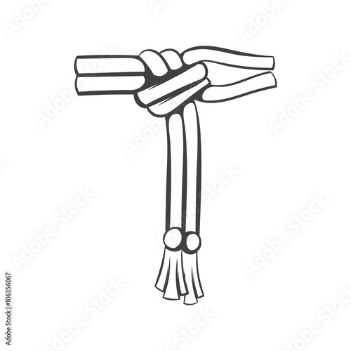 Traditional Brazilian capoeira belt. black and white vector illustration of cordao