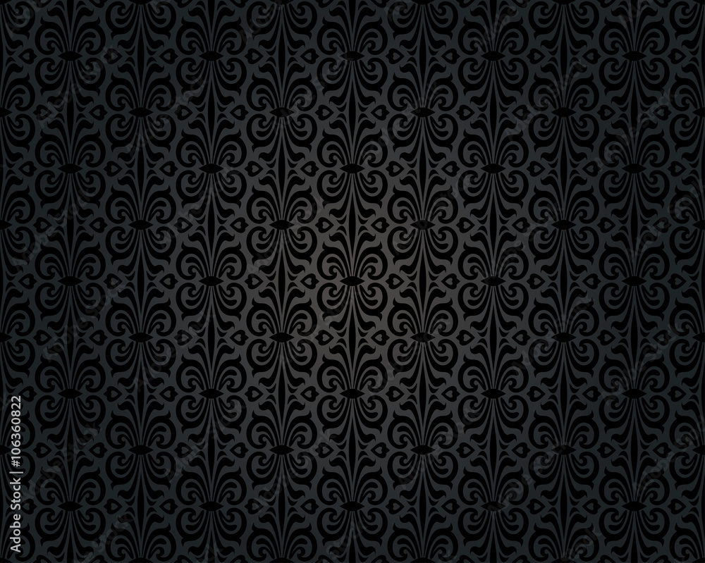black vintage wallpaper background repetitive pattern design Stock Vector |  Adobe Stock