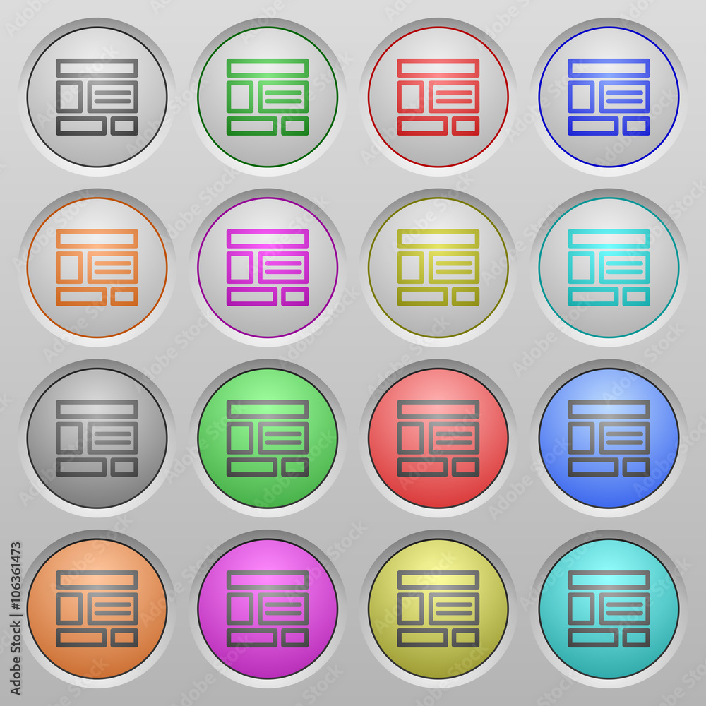 Web layout plastic sunk buttons Web layout plastic sunk buttons