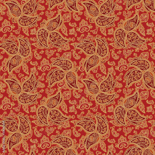 Seamless Paisley Pattern. Hand drawn seamlessly repeating ornamental wallpaper or textile pattern with Paisley motives in vector format. 